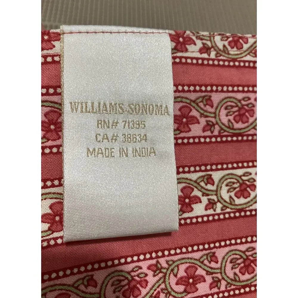 Williams Sonoma Placemats Set of 4 Ella Pink Paisley Ticking Stripe Crisp Cotton